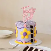 Pink Opaque & Pink Layered Cake Topper - Twenty One