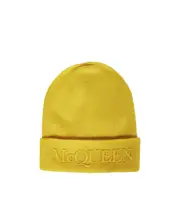 Alexander McQueen Logo Embroidered Turn-Up Brim Beanie L,M Yellow