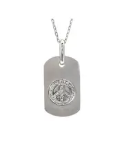 Silver 0.09 ct. tw. Diamond Peace Dog Tag Necklace