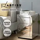 Artiss Mirrored Bedside Table Drawers Side End Table Storage Nightstand Silver