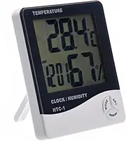 Hard Plastic Case Digital Hygrometer Thermometer Large LCD for Time and Climate