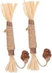 Hohopeti Natural Catnip Sticks 2pcs Silvervine Stick Cat Molar Teeth Cleaning Toy for Cats Catnip Chew Toy