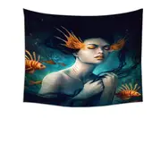 Underwater Fantasy Fish and Mermaid Tapestry