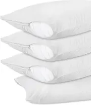 Waterproof Pillow Protectors with Zipper Standard Size (4 Pack), Terry Pillow Co