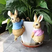 Mini Garden Statues Hanging Bunny, Indoor Outdoor Decorations Cute Rabbit Planter Pots Hanger Art Décor Figurine Ornament for Easter Yard Home Garden Patio and Office (Blue Rabbit)
