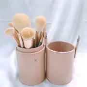 10 PCS Corn Silk Fiber Makeup Brush Set with Pink Cylinder Case