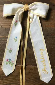 Cross Stitch Bow Home Decor-German Fruhling-Spring-Tulips-Flowers-Yellow Ribbon