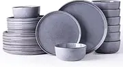 [AmorArc] Stoneware Dinnerware Sets,Round Reactive Glaze Ceramic Plates and Bowls Sets,Highly Chip and Crack Resistant | Microwave & Dishwasher Safe,Service for 8 Dishes Set (24pc)