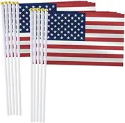 United States Handheld Small Flag Set,10 PCS 5×8 Inch Mini Americans USA US Hand Held Banner,Tiny Digital Printed Polyester Banner