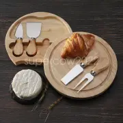 5 piece wooden handle cheese knife board Set Steel Blades Kitchen Gift Serving