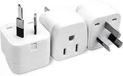 3PCS USA to AU Plug Adapter, US to AU International Power Adapters, America to AU Travel Adapter(Type I), EU to NZ Adapter for Australia, New Zealand, China, Argentina, White