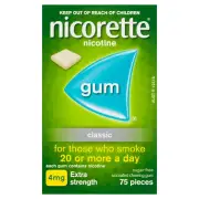 Nicorette Quit Smoking Extra Strength Nicotine Gum Classic 75 Pack