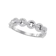 14k White Gold Round Diamond Link Band Ring 1/4 Cttw