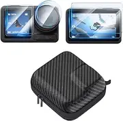Screen Protector & Carrying Bag for DJI Osmo Action 5 Pro(6pcs), Portable Mini Bag Case for Action5 Pro Accessories with Tempered Glass Lens Protector LCD Display Film HD 9H Scratch Resistant