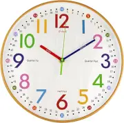 Learning Clock for Kids 12 Inch Educational Wall Clock Silent Movement and Color