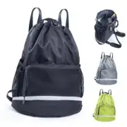 Swim Bag Beach Backpack Sports Drawstring Backpack - Gym Bag - Medium Black