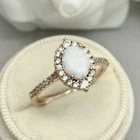 2.20CT Oval Cut Lab Created Fire Opal Diamond Ring 14K Rose Gold Plated