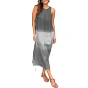 Sleeveless Gradient Colour Split Casual Dress - Light Grey