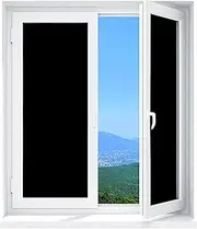 Arthome All Blackout Window Film, 90x254cm Removable Privacy Film，Anti UV Dark Window Tint Frosted Decorative Privacy Films No Glue Self Static Cling for Bathroom Living Bedroom Kitchen Home