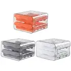 Refrigerator Egg Holder 2-Layer Drawer Type Stackable Storage Bins Plastic Box