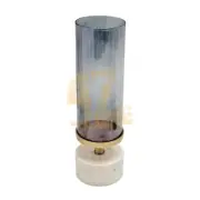 Marble Grey Luster Glass Hurricane Candle Holder White Tabletop Home Decor