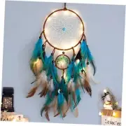 Dream Catcher Blue Tree of Life with Feathers, Mobile LED Fairy Light Tree