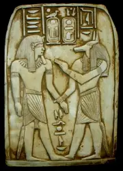 Egyptian Large plaque of Anubis and King Tut