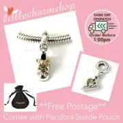 NEW Authentic PANDORA Two-Tone Baby Shoe Dangle Charm - 799075C00 RETIRED