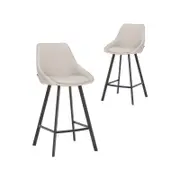 Simplife Set of 2-67cm Nemo Light Grey Faux Leather High Back Kitchen stool