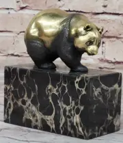 Vienna Bronze PANDA BEAR w/ Gilt Brass Austria Home Decoration Sculpture Statue