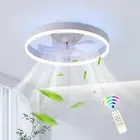 19.7" Modern Low Profile Ceiling Fan with Light, Dimmable LED Ceiling Fan wit...
