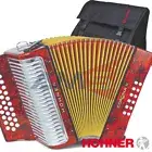 HOHNER CORONA II Classic 31 Button FBE Fa Diatonic Accordion - Red + Bag, Straps