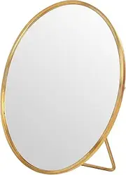 LONGSHENG - SINCE 2001 - Gold Vanity Makeup Mirror Table Desk Countertop Mirror Bathroom Shaving Make Up Mirror Home Decor-Round