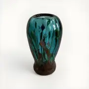 Steven Lundberg Signed Aquarium Art Glass Vase – Stunning Underwater Scene