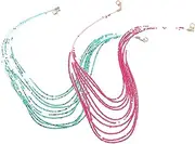 [DEARMAMY] Unique Multi-layer Rice Bead Necklace Mask Lanyard 2pcs Stylish Accessory for Glasses and Face Masks