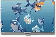 [VFMKT] Slim Metal Business Card Holder Portable Business Card Case Pocket Name Card Holder Ocean Fish Wallet for Men Women Office Travel, style, One Size
