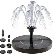 Solar Water Fountain, Floating Solar Bird Bath Fountain with 6 Nozzles, Solar Fountain for Bird Bath, Pond, Garden, Pool (16cm, 7V-1.5W)