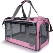 GAPZER Soft-Sided Pink Privacy Protection Pet Carrier for Large and Medium Cats