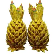 1pair Incense Paper/Joss Paper Gold Pineapples (100% Handmade