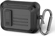 Secure Lock Case for Sony Linkbuds S, WOFRO Shock-Absorbing Protective Cover Military Armor Series Full-Body Shockproof Rugged Hard Shell with Keychain (Black)