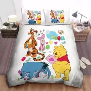 Pooh Bear Vs Friends Hang Out Together Winnie The Pooh 3D Quilt Bedding Set