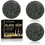 3x Men's Grey Coverage Bar Shampoo Hair Black Darkening Soap For Grey Hair