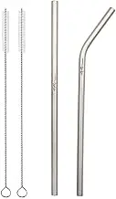 TiTo Titanium Reusable Straws with Strong and Ultralight Cleaning Brush 100% Ecological Titanium Straw for Cocktail Milk Smoothies Milkshake Cold Drinks (1 Straight, 1 Folded)