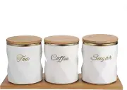 Set of 3 Ceramic Canisters Set for Sugar Coffee Tea, Luxurious Storage Container