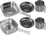 Camping Pots and Pans Set Stainless Steel - Camping Cooking Frying Pans Stockpots - Stewing Frying Portable Outdoor Kitchenware for Hiking Picnic Travel Mountaineering Survival Outside