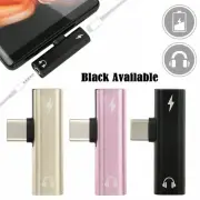 2 in 1 T Headphone Adapter USB Type-C to 3.5mm AUX Jack Audio Charging Splitter