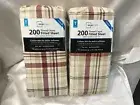 2 - Mainstay 200 thread count Fitted Sheet Twin size. red plaid NEW