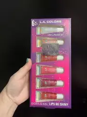 L.A. COLORS All Is Bright 6pc Shiny Lipgloss Set, Lips Be Shiny