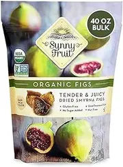 Sunny Fruit Soft Organic Turkish Dried Figs, 2.5 Pound Bulk Bag | Healthy, Sweet Snack | ORGANIC, NON-GMO, VEGAN, HALAL, KOSHER, NO PRESERVATIVES, NO SUGAR ADDED