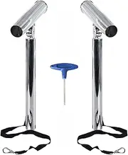NovelBee 2pcs Adjustable Outrigger Stylish Rod Holders,Fishing Rod Holders with Wrench,Safety Strap and Buckle,Stainless Steel Rod Holders for Boat Marine Yacht